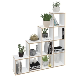 Polini Home Smart Cascading 10-piece shelving unit, white, plywood effect, article number 0002105.9