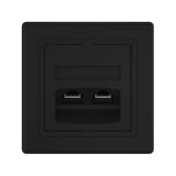 CADUCEUS ALING PRESTIGE Flush-mounted double computer socket with Keystone RJ45 8P8C cat.5e UTP modules, black (soft to