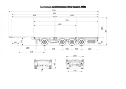 Semi-trailer-container wagon of Tonar 99881 model with axles of TONAR models: 90422, 90424, 90431.