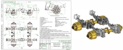 Axle unit MT-2900705.1410.2-1850 (high-frame, spring-loaded, biaxial, g/load 24.0t)