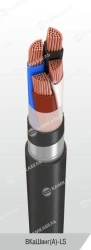 Power cable with copper conductors, insulation made of polyvinylchloride plasticate of reduced fire hazard, for rated alternatin