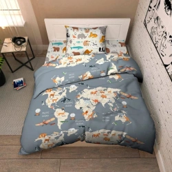 Cotton bed linen in sets for children and teenagers in sets: duvet covers, sheets, pillowcases, pillowcase tops