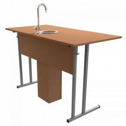Pupil laboratory table for chemistry and physics classroom on metal frame, height groups: ? 0;1;2;3;4;5;6;7