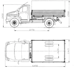 Dump truck GAZ-SAZ-2507 3-way unloading on the basis of chassis C41R13 GVW 8700