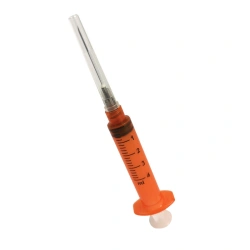Single-use three-detail sterile injecting syringe with Luer-Lok tip, light-protected, 4 ml capacity with
