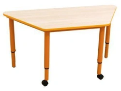 Metal-framed trapezoidal work table