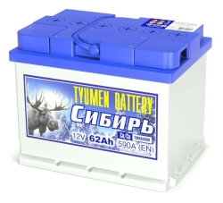 Accumulator lead starter battery TYUMEN BATTERY 6ST-62LR Siberia