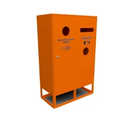 Container for collection, accumulation and storage of waste energy-saving lamps, batteries, linear fluorescent lamps with length