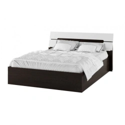 Double bed with padded headrest