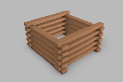 Square planter with crossed horizontal slats
