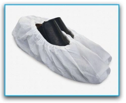 Medical disposable non-sterile shoe covers made of non-woven material with two elastic bands 40x15cm