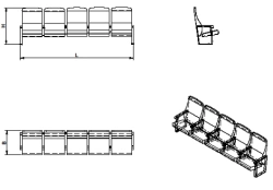 Five-seat theatre armchair section (KT.5 series)