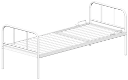 KF0-01-"MSC" (MSC-125R) - General hospital bed with headrest, without wheels, metal backrests, bed - steel sheet, mechanical