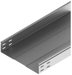 Non-perforated tray ONL 000x000 series with overall dimensions from 100x40x3000 mm to 600x200x6000 mm, metal thickness from 0,8