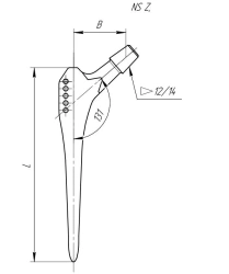 Foot NS Z, uncemented. Size/Length: -1/134 mm. Item No. 090.001.134