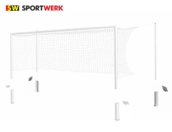 Aluminium football goal 5x2 for freely suspended net with installation in embedded cups