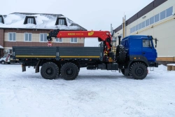 Special purpose vehicle with hydraulic loading crane of KMA type on the basis of URAL 4320 and its modifications U1K02N-Z025