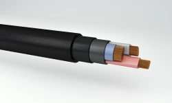 Power cables with copper conductors, low smoke and gas emission, with polyvinylchloride insulated conductors, not spreading comb