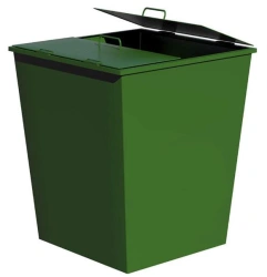 Household waste accumulation container with double-sided lid
