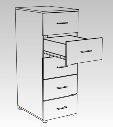Kitchen case with drawers