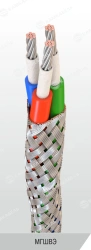 Mounting wire with combined fibre and polyvinylchloride insulation for operation at working alternating voltage up to 38