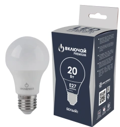 LED Lamp 20W E27 A65 4000K 220V (LED PREMIUM A65-20W-E27-W) Include RUSSIA