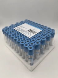 Vacuum tubes for blood sampling with trisodium citrate 9:1 3,8%. Size 13x75 mm. Volume 4,5 ml.