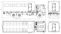 Special passenger vehicles mod. 4237R1, 4237R2 (with tachograph, without CMU) based on KAMAZ chassis mod. 43118-37