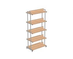 Shelving unit 2-sided, 5 shelves 900*520*1950 mm ST2-5