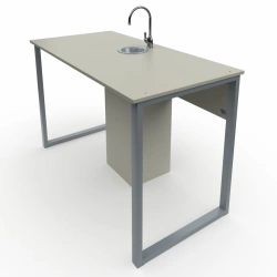 Pupil laboratory table with plumbing on rectangular tube