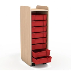 Rack with plastic drawers