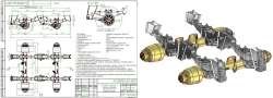Axle unit MT-2900705.1410.2-1950 (high-frame, spring-loaded, double-axle, 22,0 tonne load capacity)