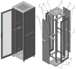 Floor standing 19" SHT-P-48U-600x600-CC telecommunication cabinet