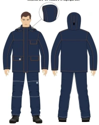 Jacket-jacket for men for protection against thermal risks of electric arc, against water, including unfavourable weather condit