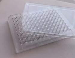 Polymer immunoassay single-use 96-well flat-bottom sterile polymer plate (with lid with markings). Item No.: M-011 type pl