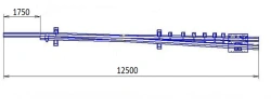 Main track frame rail with a shank of the project 2802.01.000RK2