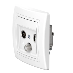 CADUCEUS ALING PRESTIGE Flush-mounted aerial TV/FM/SAT socket, white, Art. 612S.000