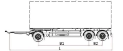 Container trailer type MDO431, modification 878533 on axle MD.?1?2050?12??120?16 (single axle) or on axle MD.?2?1850?12??120.