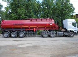 Semi-trailer tank-trailer for transport of food liquids of modification 903613 (with application: tyres 315/80R22,5 or 385/65R22