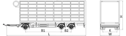 Livestock trailer type MDO432, modification 878568 on axle MD.?2?1850?9??120?13 (double axle) or on axle MD.?1?2050?9??120?13 (s