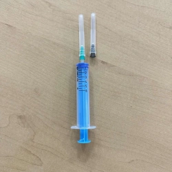 Injection syringe for single use, three-detailed, sterile type "Luer", with needles, version - 5 A "Luer". with needles, in vers