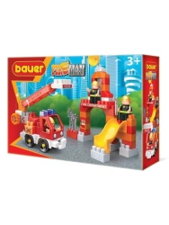 Children's educational toy Bauer "Fireman" series set "Fire Engine and Training Ground" 77 elements in a box