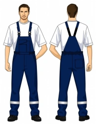 Special men's clothing for protection against static electricity, general industrial pollution and mechanical effects.