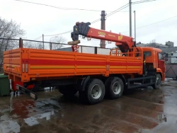 Special purpose vehicle with hydraulic loading crane of MKMA type on the basis of KAMAZ 43118 and its modifications 41K36N-UD