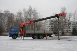 Special purpose vehicle with MKMA type hydraulic loading crane on the basis of KAMAZ 65117 and its modifications 64K16N-U8