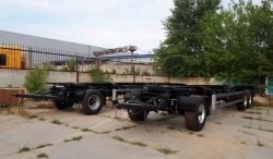 Trailer 83433E (suspension: leaf spring), with removable side, with awning and tilt frame, with rear hinged doors, with split sp