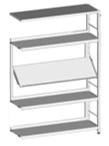 Single-sided shelving unit 4 shelves