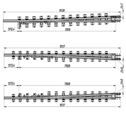 Frame rail with spindle of P65 type 1/9 (project 2843.11.000/-01; 2843.12.000/-01)