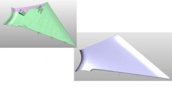 Upper C-pillar trim assembly with reinforcement, left-hand side.