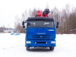 Special purpose vehicle with hydraulic loading crane of MKMA type on the basis of KAMAZ 65117 and its modifications 64K36N-UL